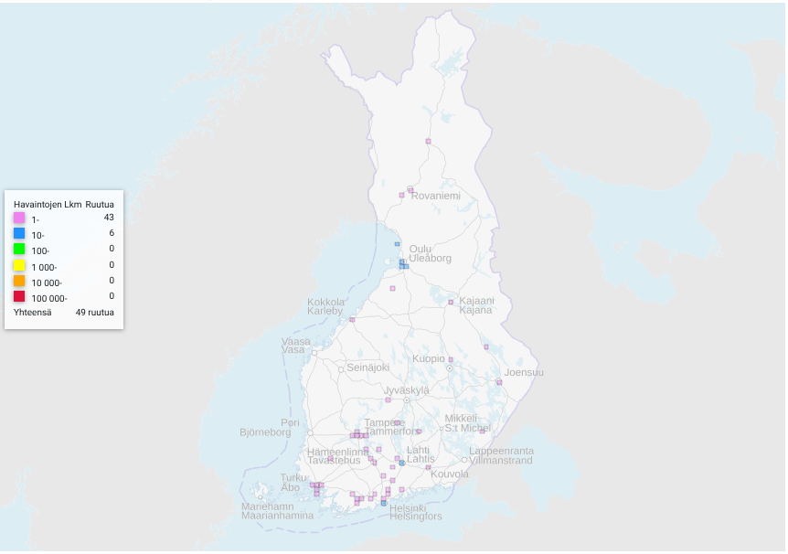Laji.fi-näkymä suomalaisista tryffeleistä